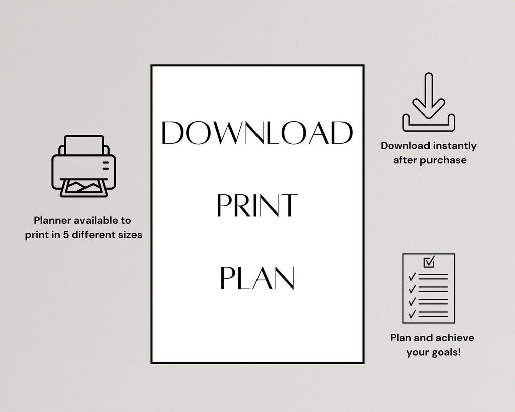 Printable Fillable Goal Planner Bundle, Daily Weekly Monthly Yearly Goals Tracker, Editable Printables PDF, Journal Habit & Vision Board