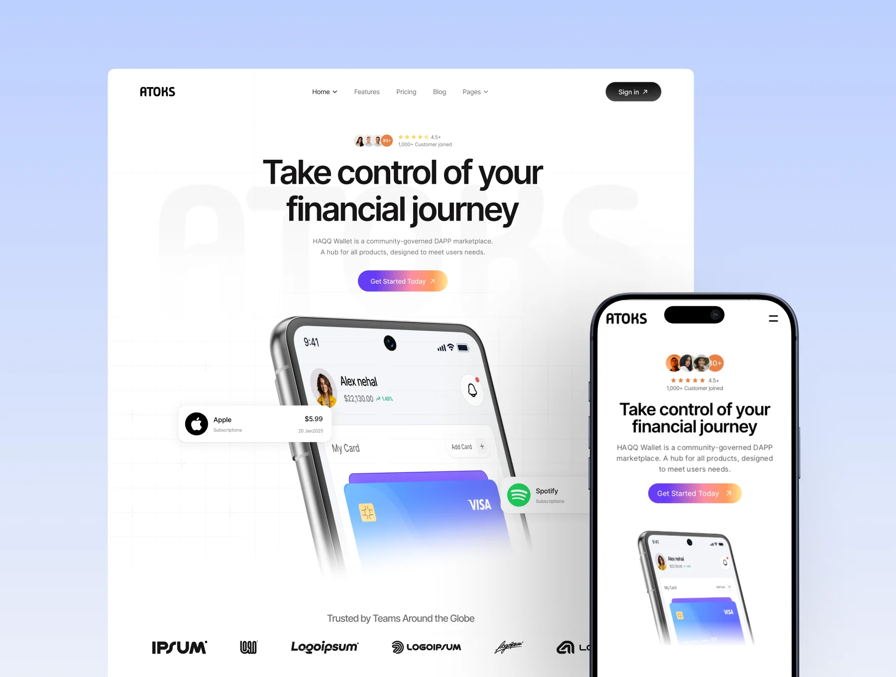 Atoks — Mobile App Landing Page