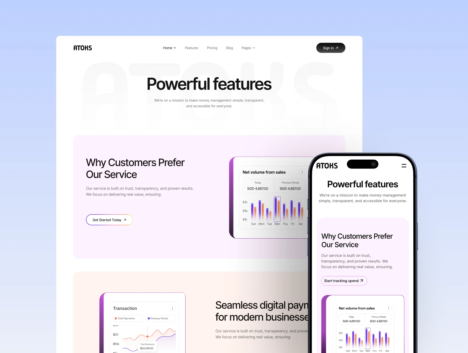 Atoks — Mobile App Landing Page