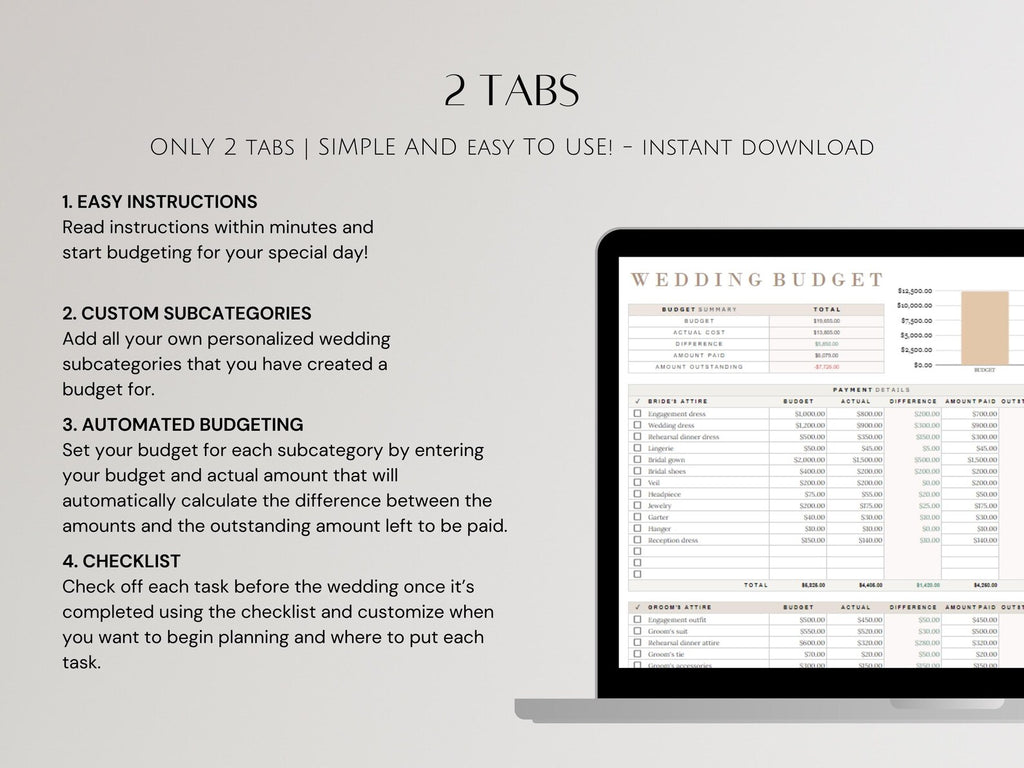 Wedding Budget Google Sheets Spreadsheet for Brides DIY Bridal Financial Planning Template for Grooms Managing Expenses Simple Organizer