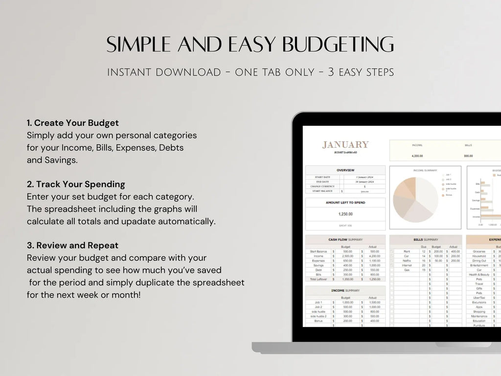 Excel Monthly Savings and Expenses Budget Spreadsheet, Weekly Income Bills Debt Tracker for Personal Financial Organizer Biweekly Template