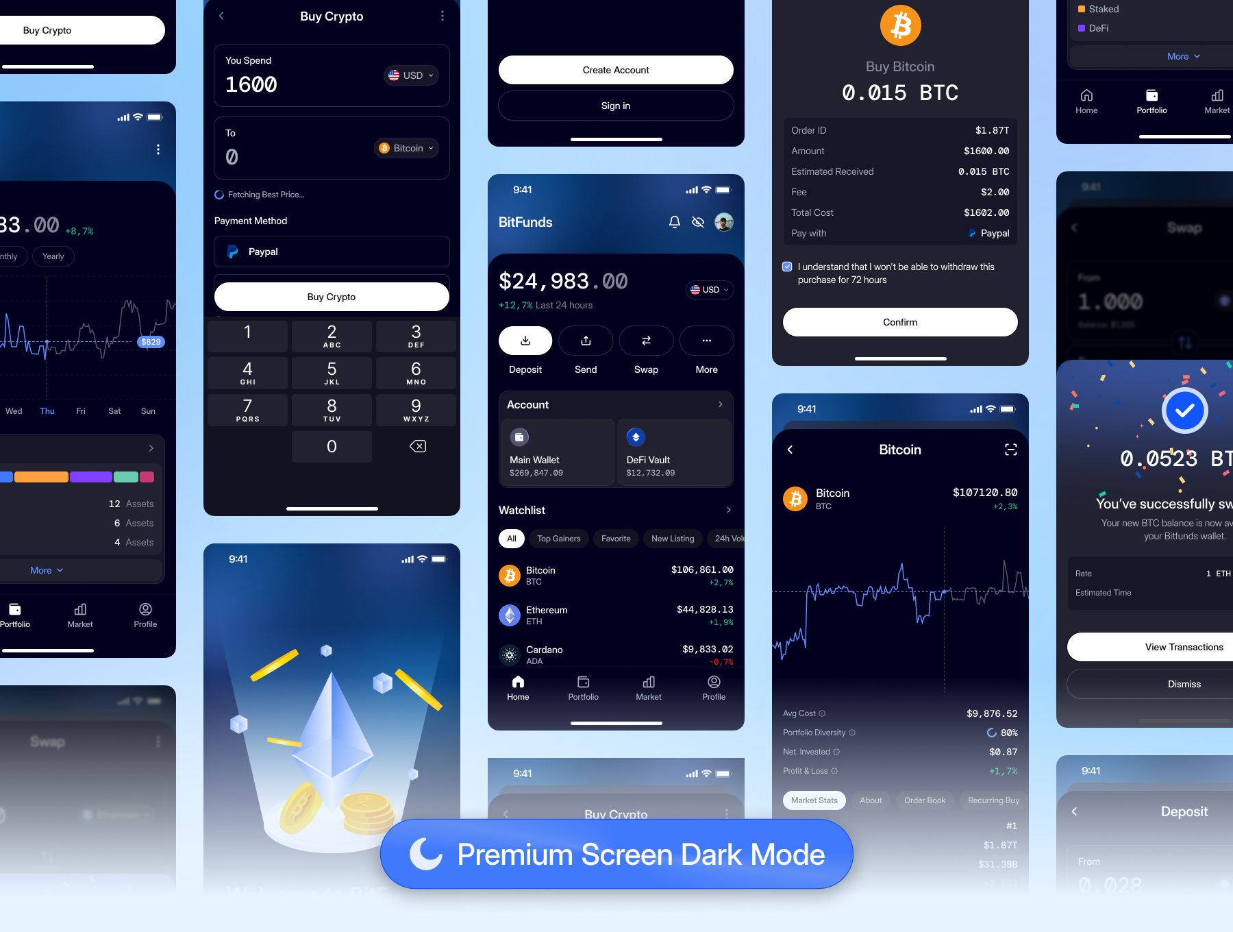 Bitfunds — Crypto Mobile Apps UI Kit