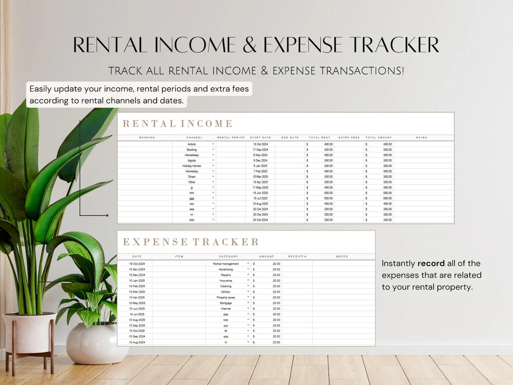 Google Sheets Rental Income & Expense Single Property Landlord Tracker Spreadsheet Profit Investment Management for Real Estate Agents Costs
