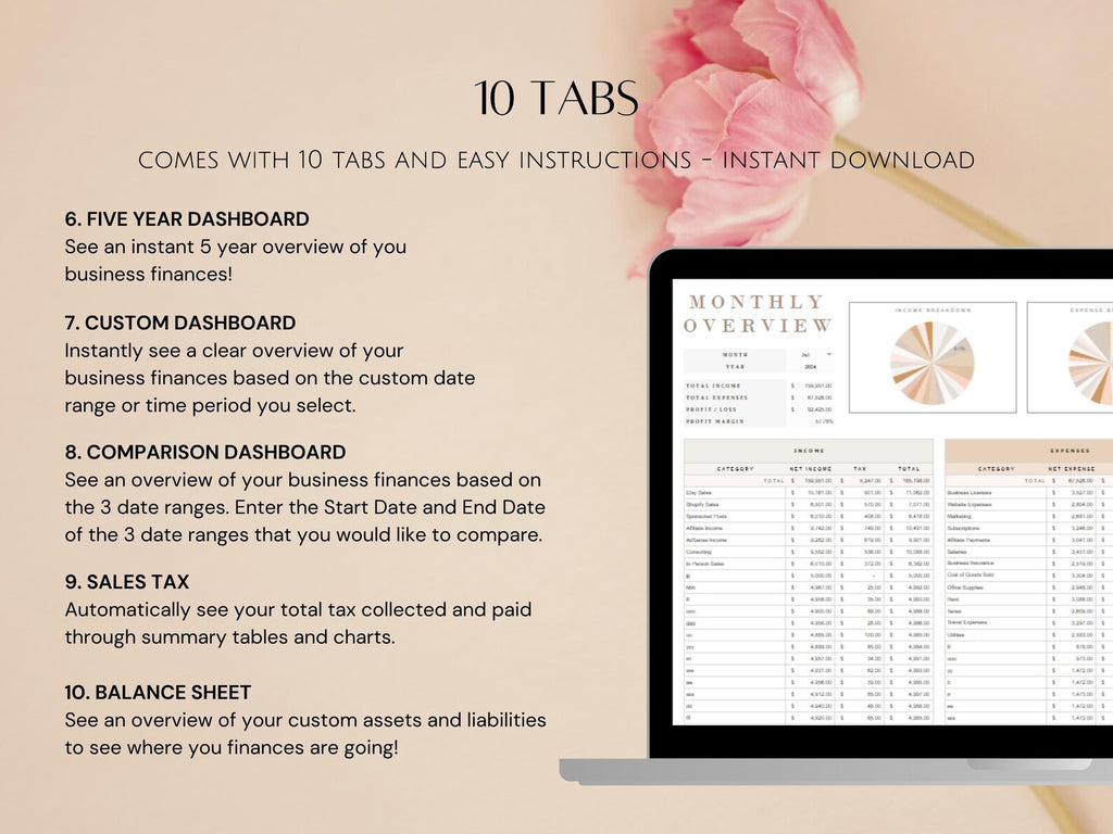 Easy Bookkeeping Google Sheets Budget Spreadsheet Monthly Annual Planner Income Expense Tracker for Entrepreneurs Small Business Owners WFH