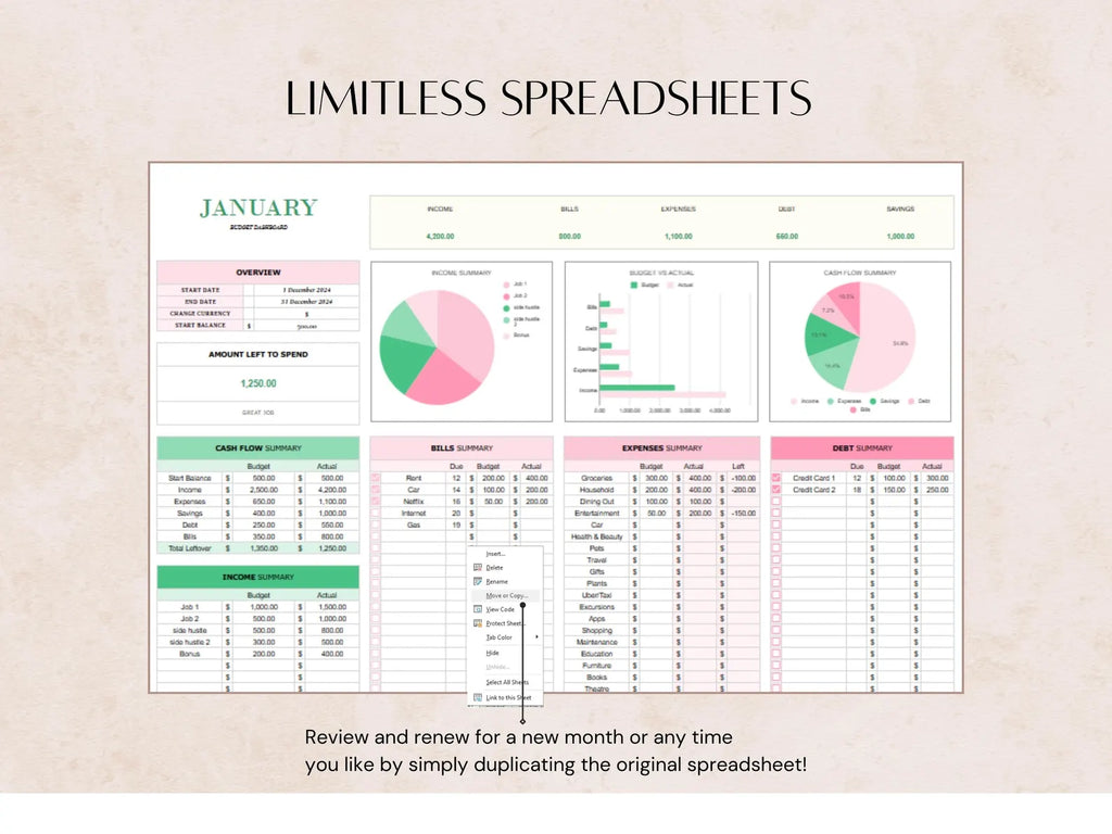 Budget Planner for Google Sheets and Excel for Beginners Monthly Spreadsheet for Weekly work-life balance, Income Expense Budget Tracker