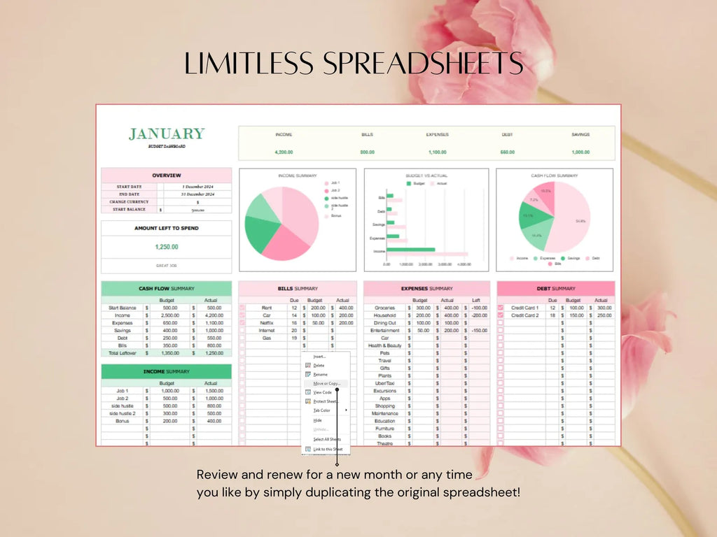 Easy Budgeting Google Sheets and Excel Template, Weekly BiWeekly Budget Summary Personal Finances, Monthly Beginner Income Expense Tracker