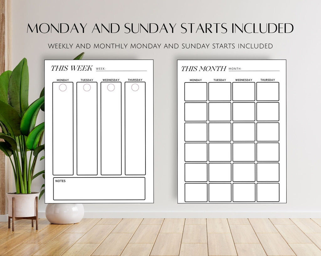 Printable Fillable Goal Planner Bundle, Daily Weekly Monthly Yearly Goals Tracker, Editable Printables PDF, Journal Habit & Vision Board