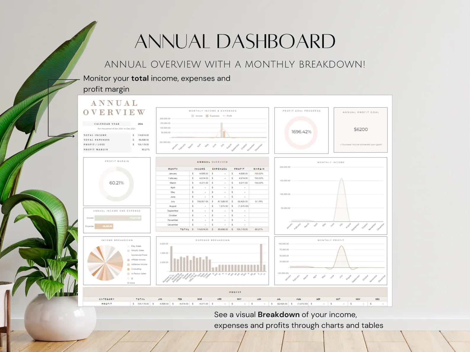 Simple Small Bookkeeping Business Google Sheets Spreadsheet Minimalist Easy to Use for Freelance Owners Template Income Expense Tracker Tool