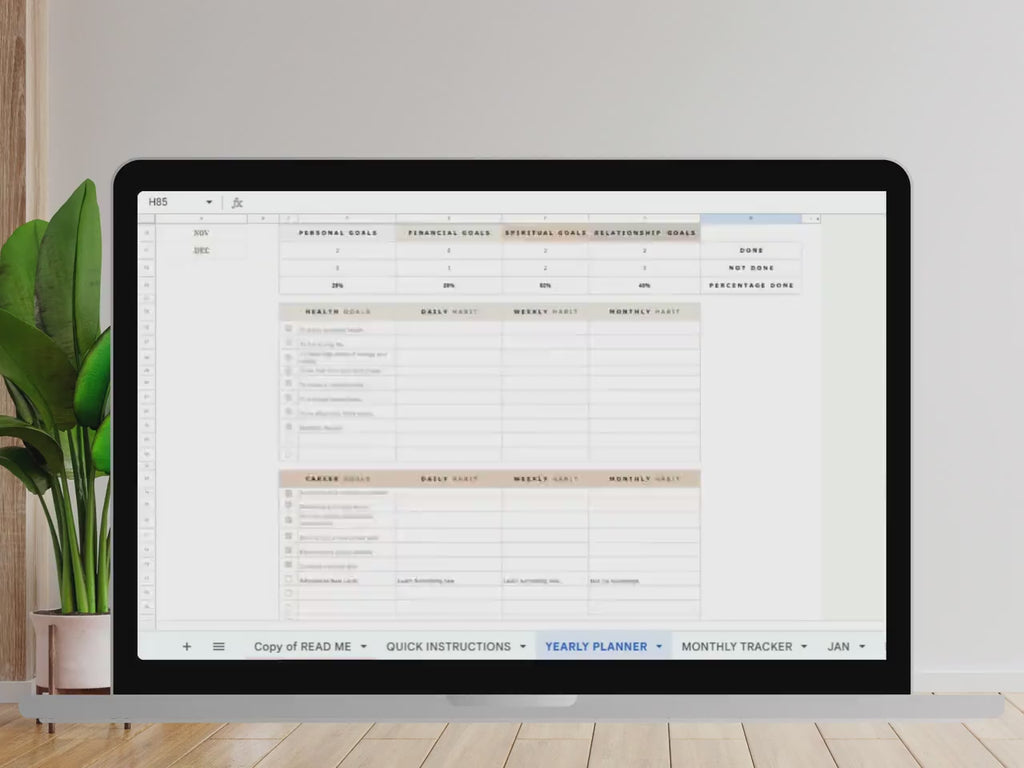 Google Sheets Simple Habit Tracker Spreadsheet College Student Simple Goal Setting Productivity Planner Small Business Owner Customizable