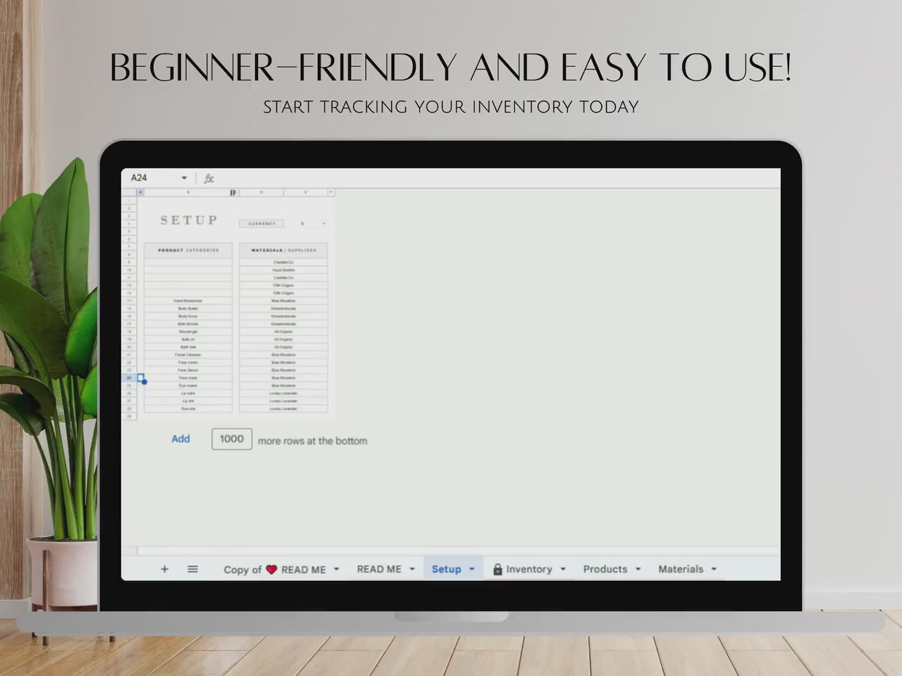 Simple Google Sheets Inventory Management Template Spreadsheet for Product Handmade Boutique Shop Creator Tracking Sales Dropshipping Vendor